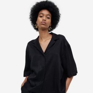 H&M Black Boxy Viscose Blouse